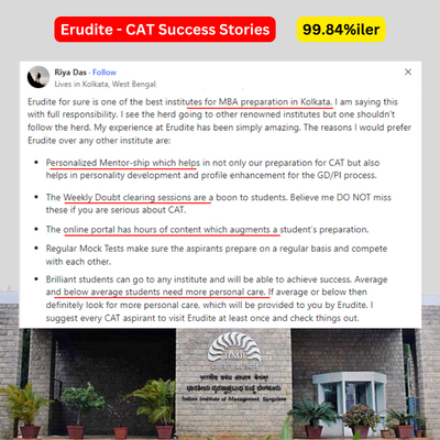 Positive feedback on online CAT classes, highlighting success stories.