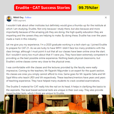 Top-notch feedback endorsing us as the best CAT coaching institute