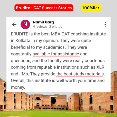 Namit Garg CAT Topper with 100%iler Student feedback applauding our excellence in online CAT coaching.