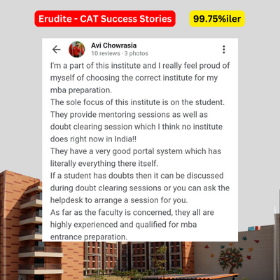 CAT Classes Excellence: Student Testimony for Erudite