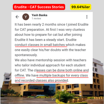 CAT Classes Brilliance: Student Testimonial for Erudite Coaching